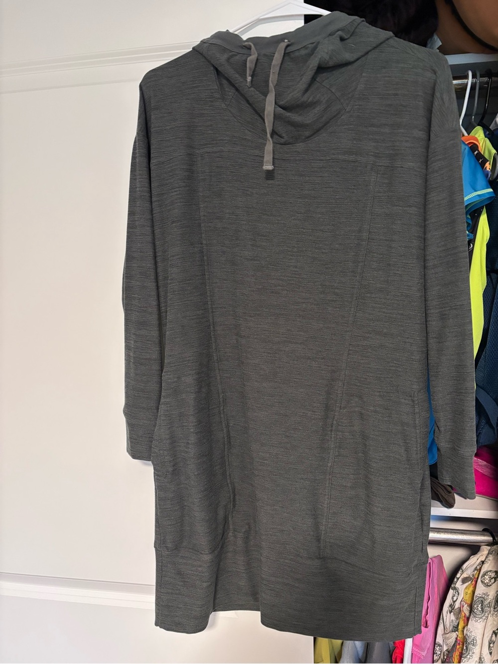 Gray Hooded Longline Tunic Sweater dress medium